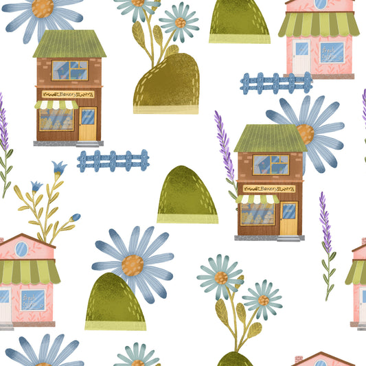 Flower Town Pattern 1 Quilting Cotton Fabric