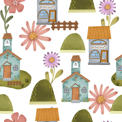 Flower Town Pattern 2 Quilting Cotton Fabric