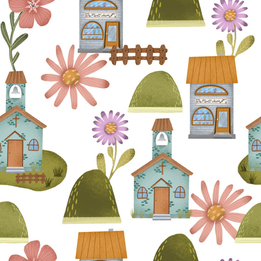 Flower Town Pattern 2 Quilting Cotton Fabric