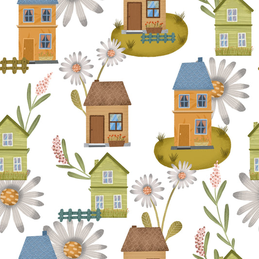 Flower Town Pattern 3 Quilting Cotton Fabric