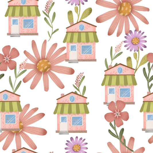 Flower Town Pattern 4 Quilting Cotton Fabric