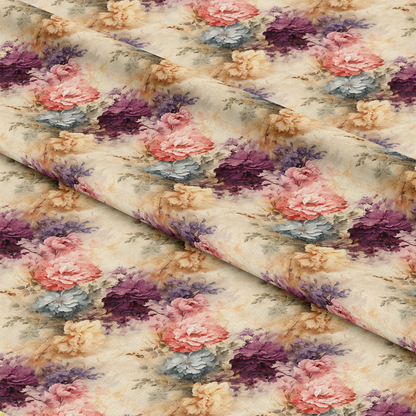 Flowers and Swirls Pattern 2 Quilting Cotton Fabric