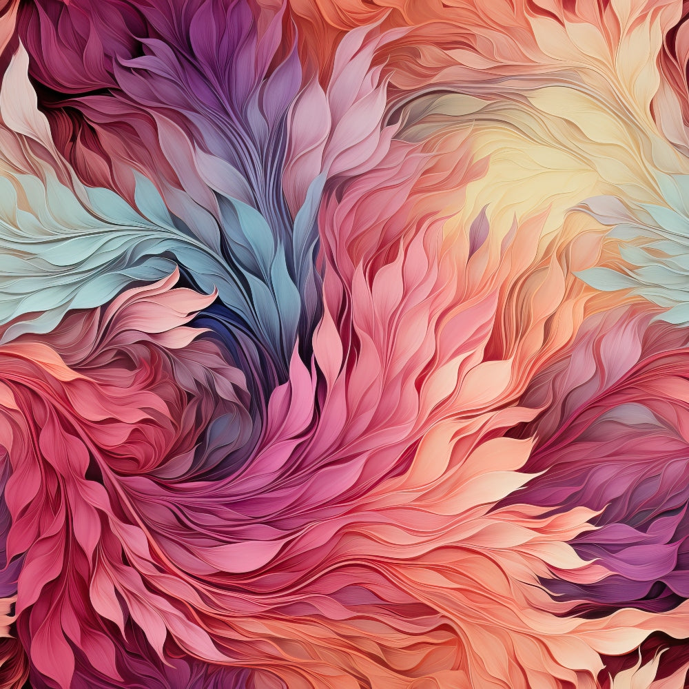 - Flowers and Swirls Pattern 7 Quilting Cotton Fabric - abstract - floral - swirl - colorful - vibrant - soft - smooth - cotton - quilting - pink - purple - blue - peach - orange - cream - delicate - artistic - decorative - fabric - textile