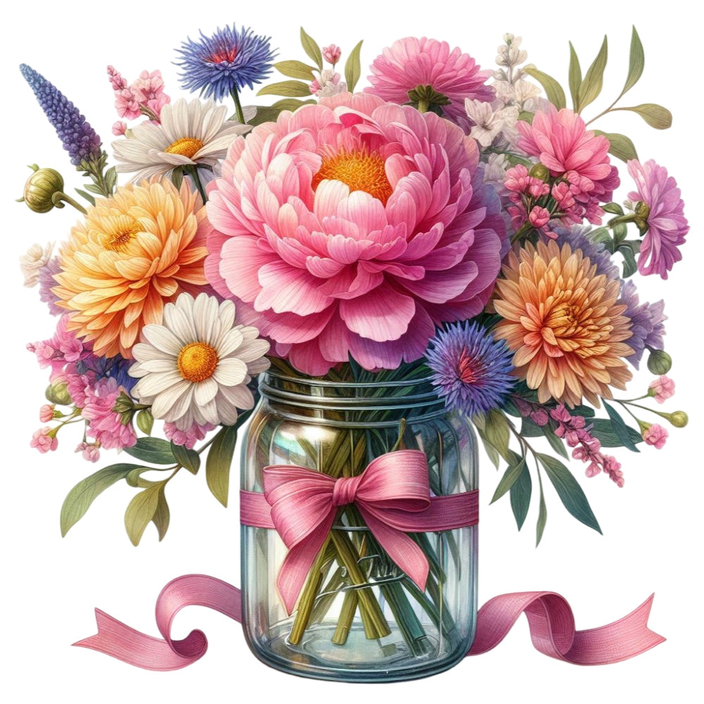 Flowers in a Jar Fabric Panel 2