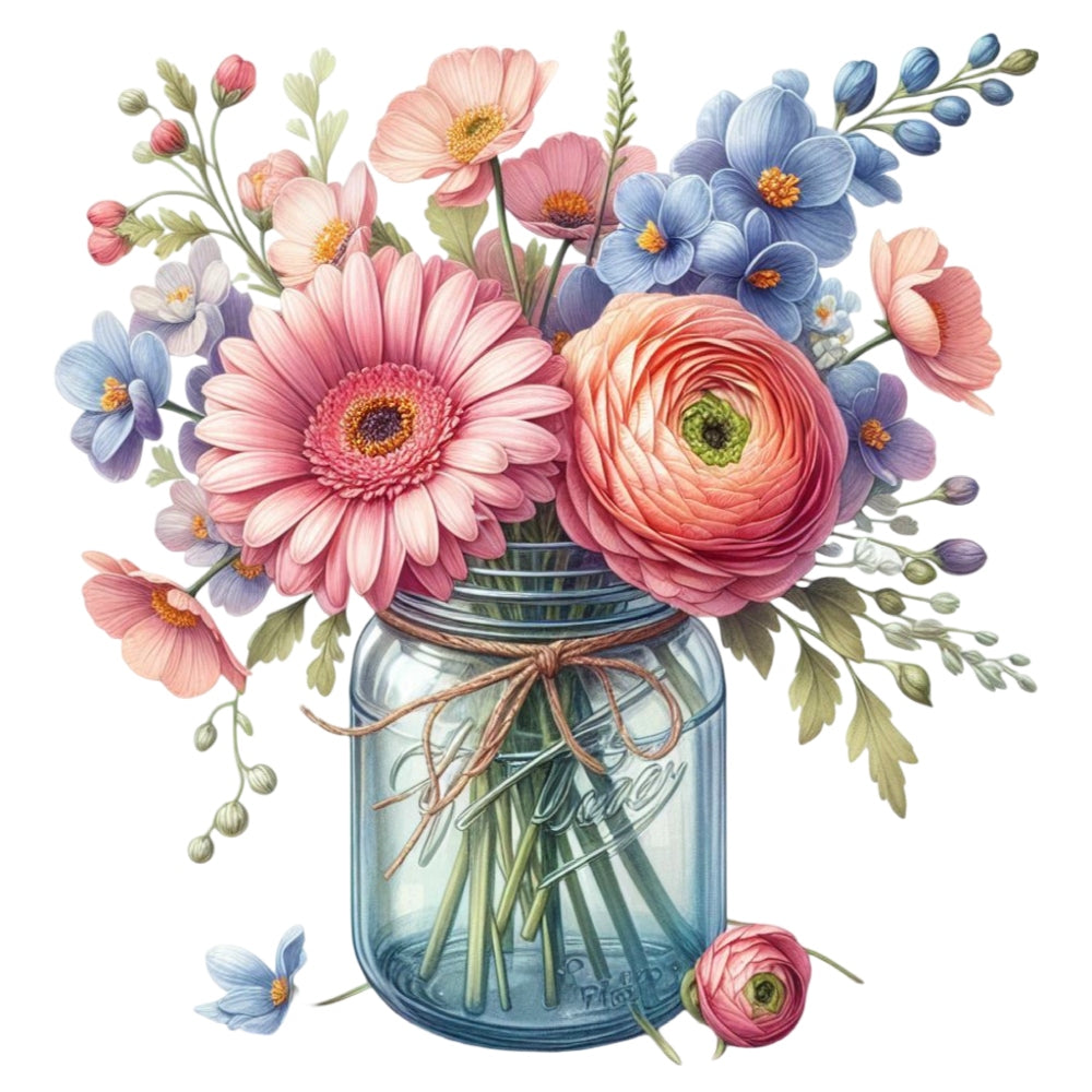 Flowers in a Jar Fabric Panel 23