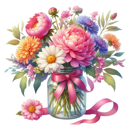 Flowers in a Jar Fabric Panel 3