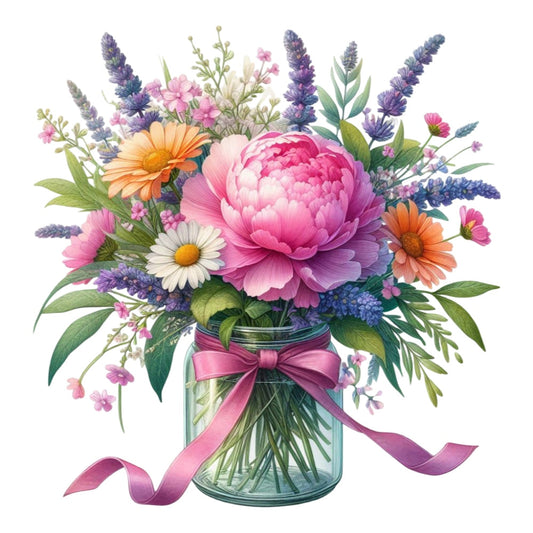 Flowers in a Jar Fabric Panel 6