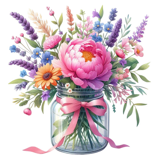 Flowers in a Jar Fabric Panel 8