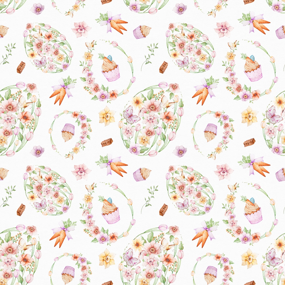 Flowery Easter Pattern 1 Quilting Cotton Fabric