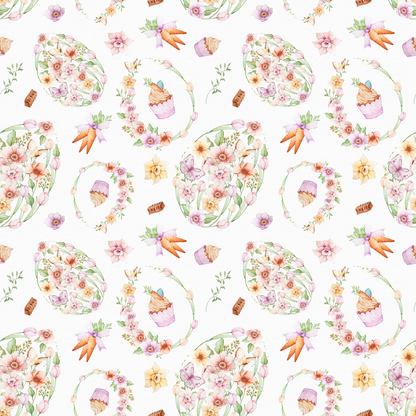 Flowery Easter Pattern 1 Quilting Cotton Fabric