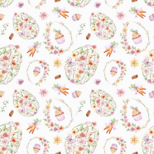 Flowery Easter Pattern 1 Quilting Cotton Fabric