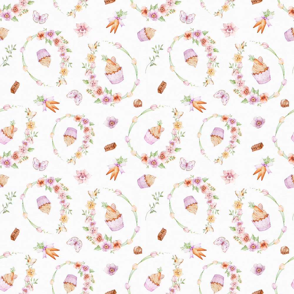 Flowery Easter Pattern 5 Quilting Cotton Fabric