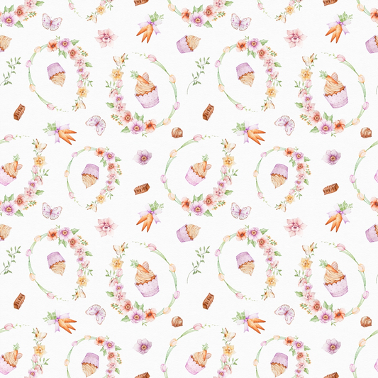 Flowery Easter Pattern 5 Quilting Cotton Fabric