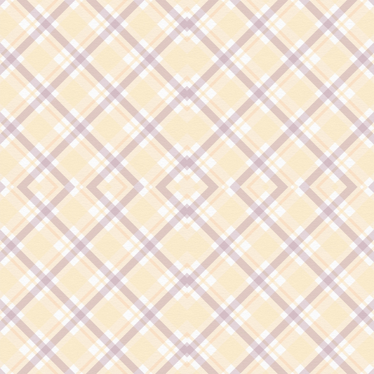 A seamless plaid pattern with intersecting lines in beige, pink, and white tones, creating a diamond grid design on a textured surface.