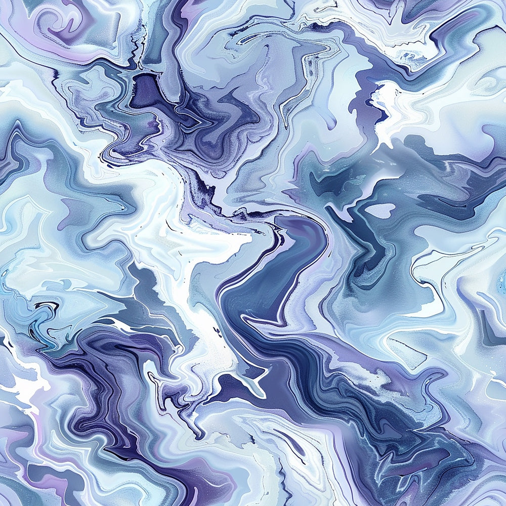 Abstract marbled pattern with swirling shades of blue, white, and purple.