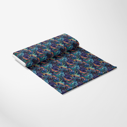 - Fluid Fantasy Pattern 4 Quilting Cotton Fabric  
- Abstract swirls  
- Multicolor  
- Blue tones  
- Purple hues  
- Teal accents  
- Cotton material  
- Quilting fabric  
- Artistic design  
- Textured appearance  
- Fabric yardage  
- Soft textile  
- Seamless motif  
- Creative fabric