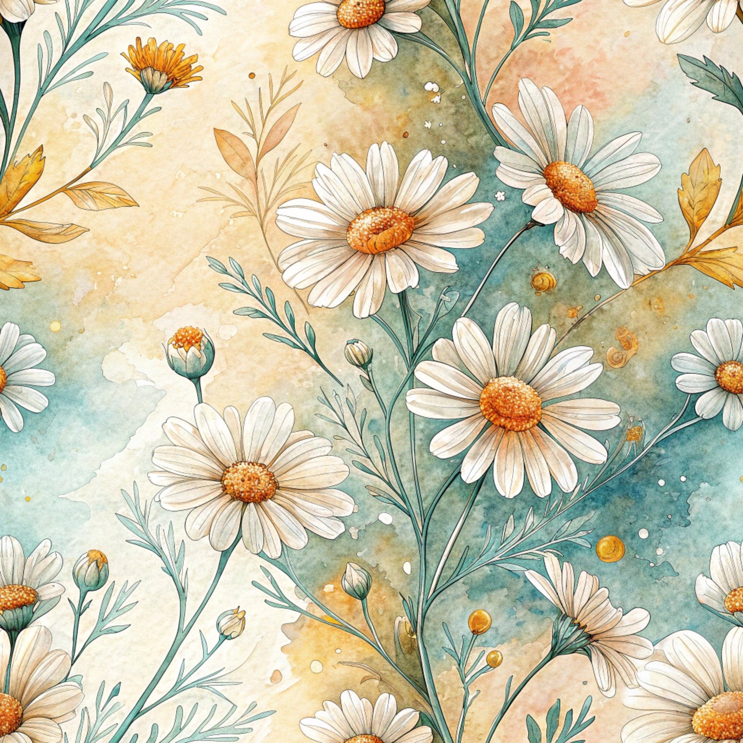 Folk Floral Pattern 10 Quilting Cotton Fabric