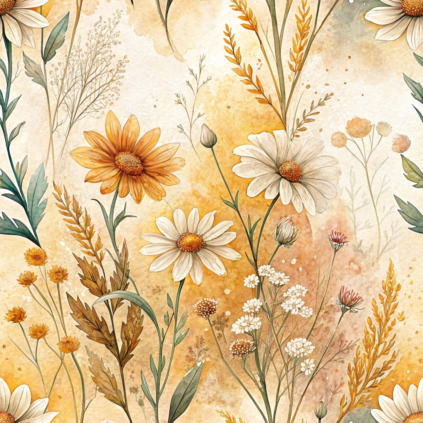 Folk Floral Pattern 1 Quilting Cotton Fabric