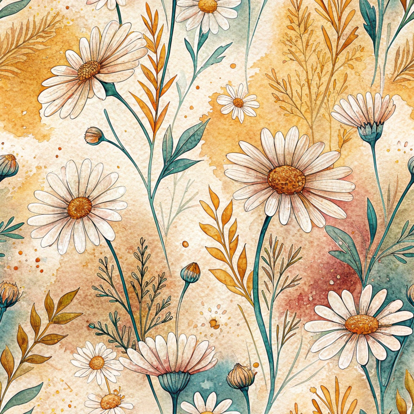 Folk Floral Pattern 3 Quilting Cotton Fabric