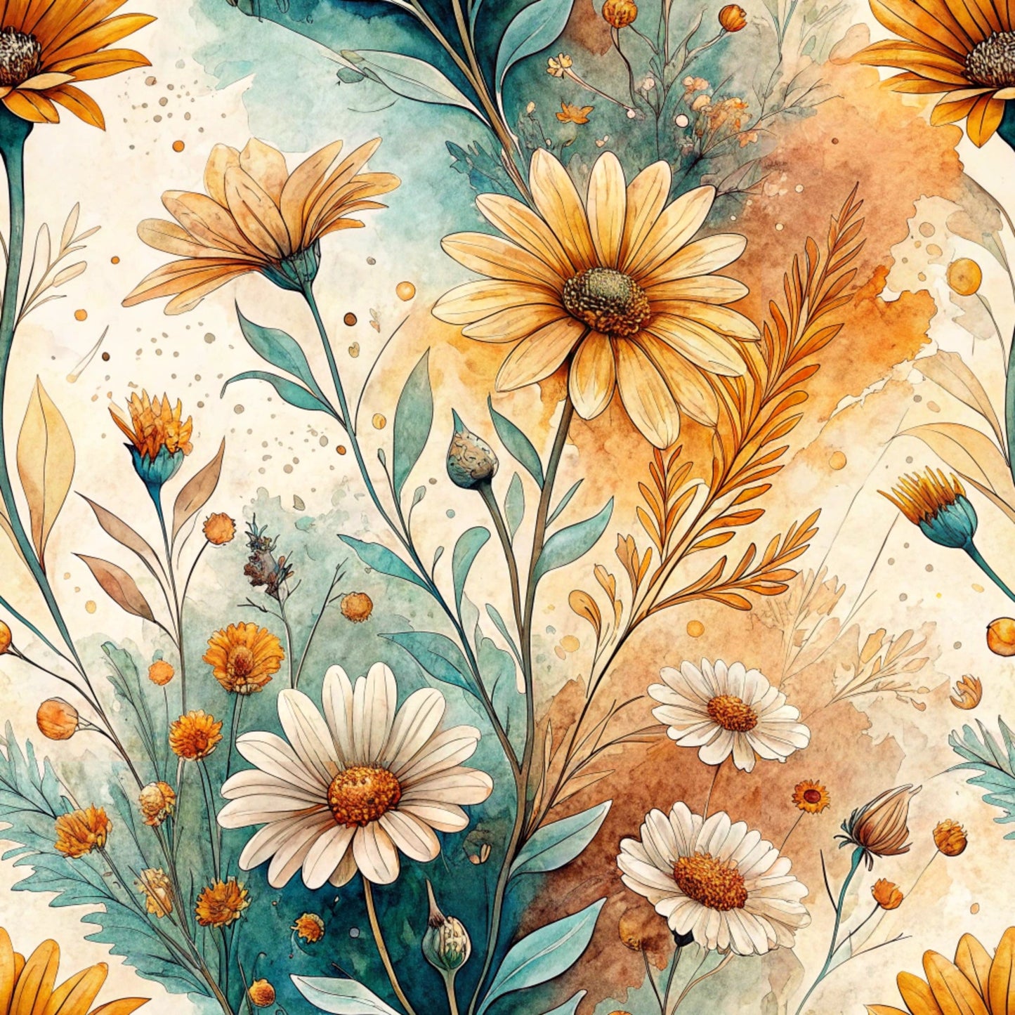 Folk Floral Pattern 8 Quilting Cotton Fabric