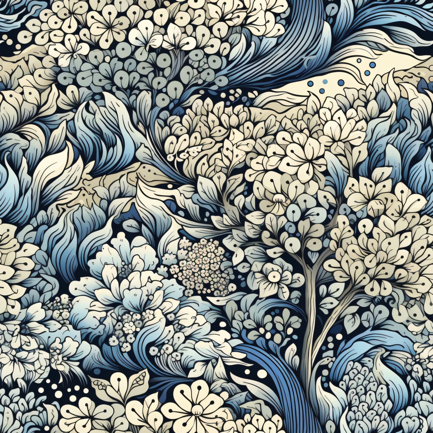 Forest Doodle Pattern 2 Quilting Cotton Fabric