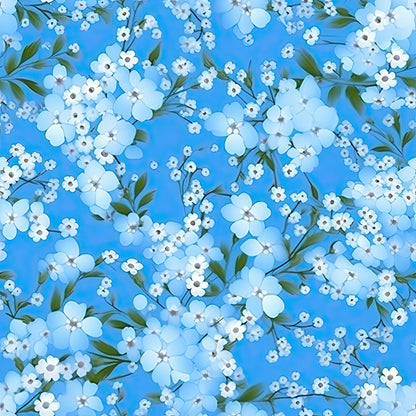 Forget Me Not Blue Florals Pattern 12 Quilting Cotton Fabric