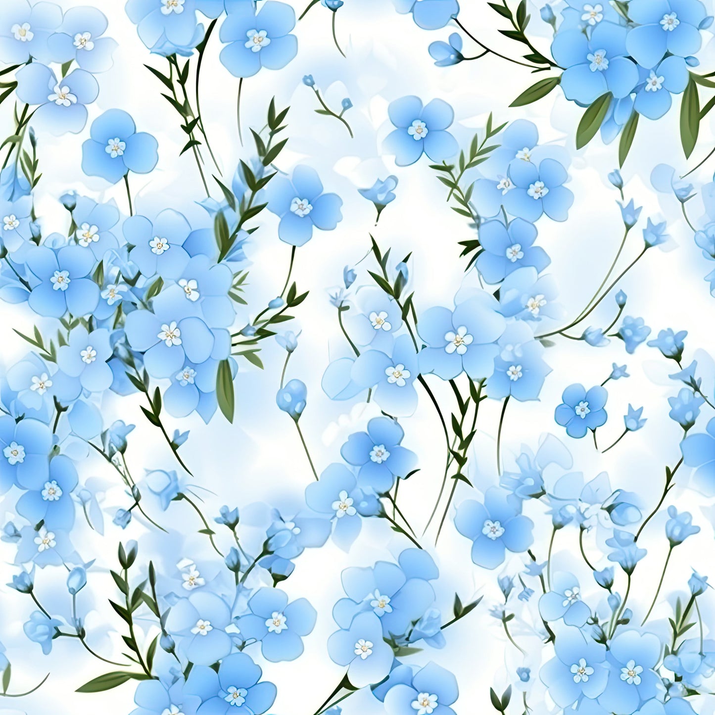 Forget Me Not Blue Florals Pattern 1 Quilting Cotton Fabric