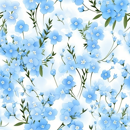 Forget Me Not Blue Florals Pattern 1 Quilting Cotton Fabric
