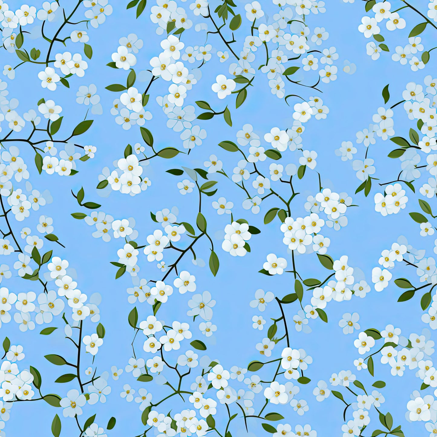 Forget Me Not Blue Florals Pattern 2 Quilting Cotton Fabric
