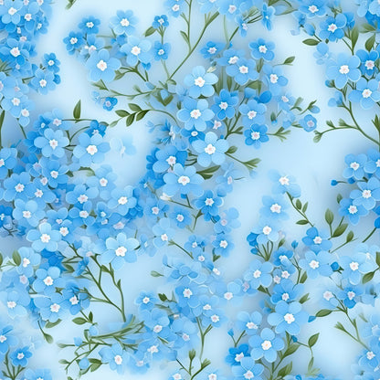 Forget Me Not Blue Florals Pattern 4 Quilting Cotton Fabric