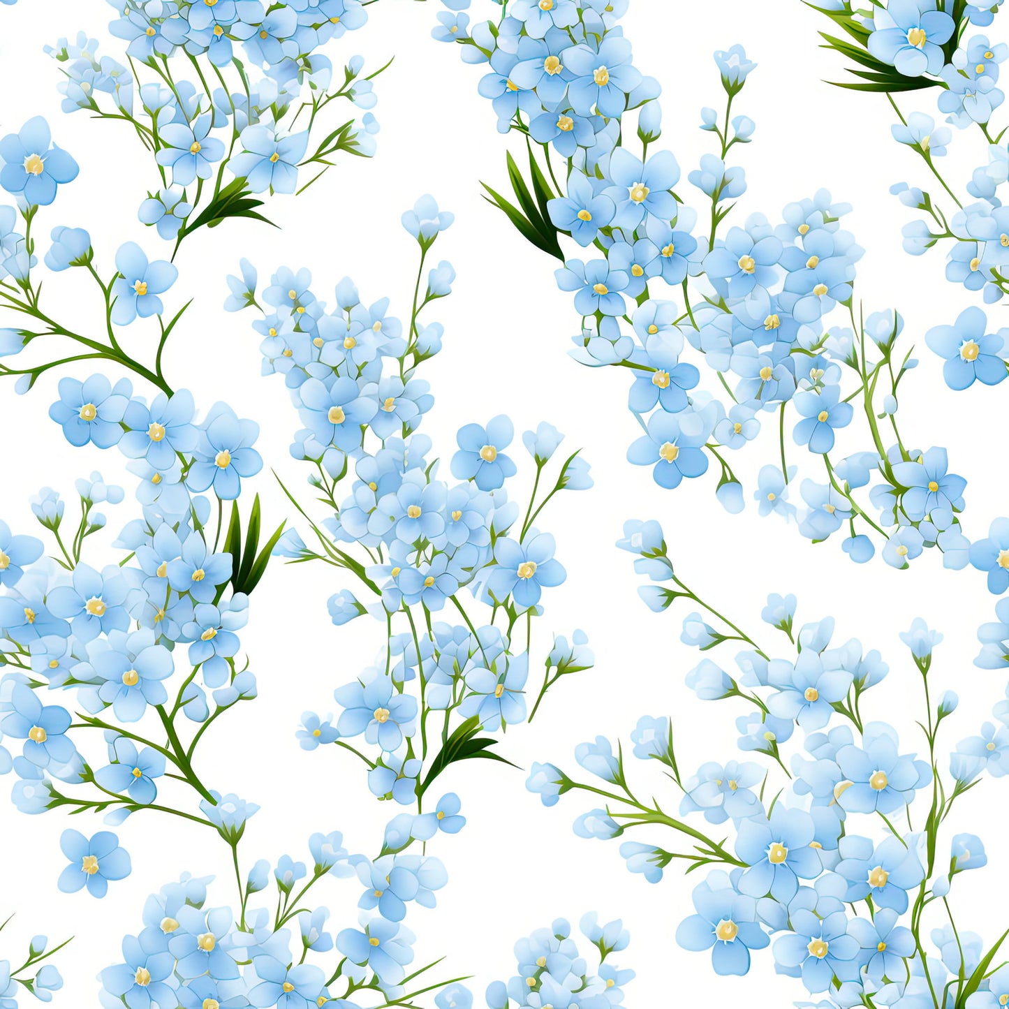 Forget Me Not Blue Florals Pattern 9 Quilting Cotton Fabric