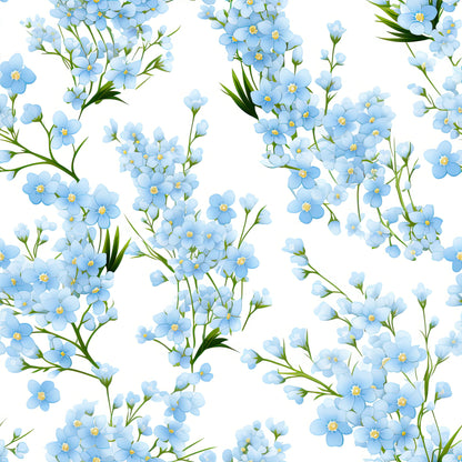 Forget Me Not Blue Florals Pattern 9 Quilting Cotton Fabric
