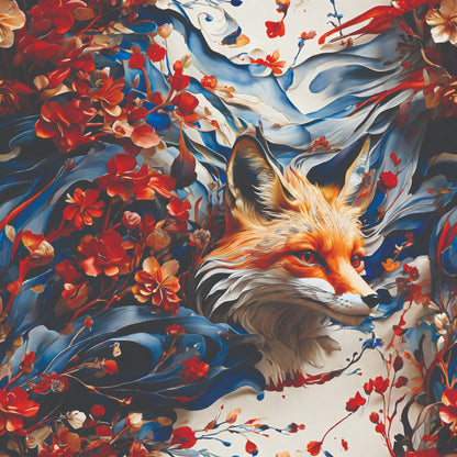 Fox and Flowers Pattern 13 Quilting Cotton Fabric