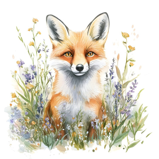 Foxes in Wildflowers Fabric Panel 3