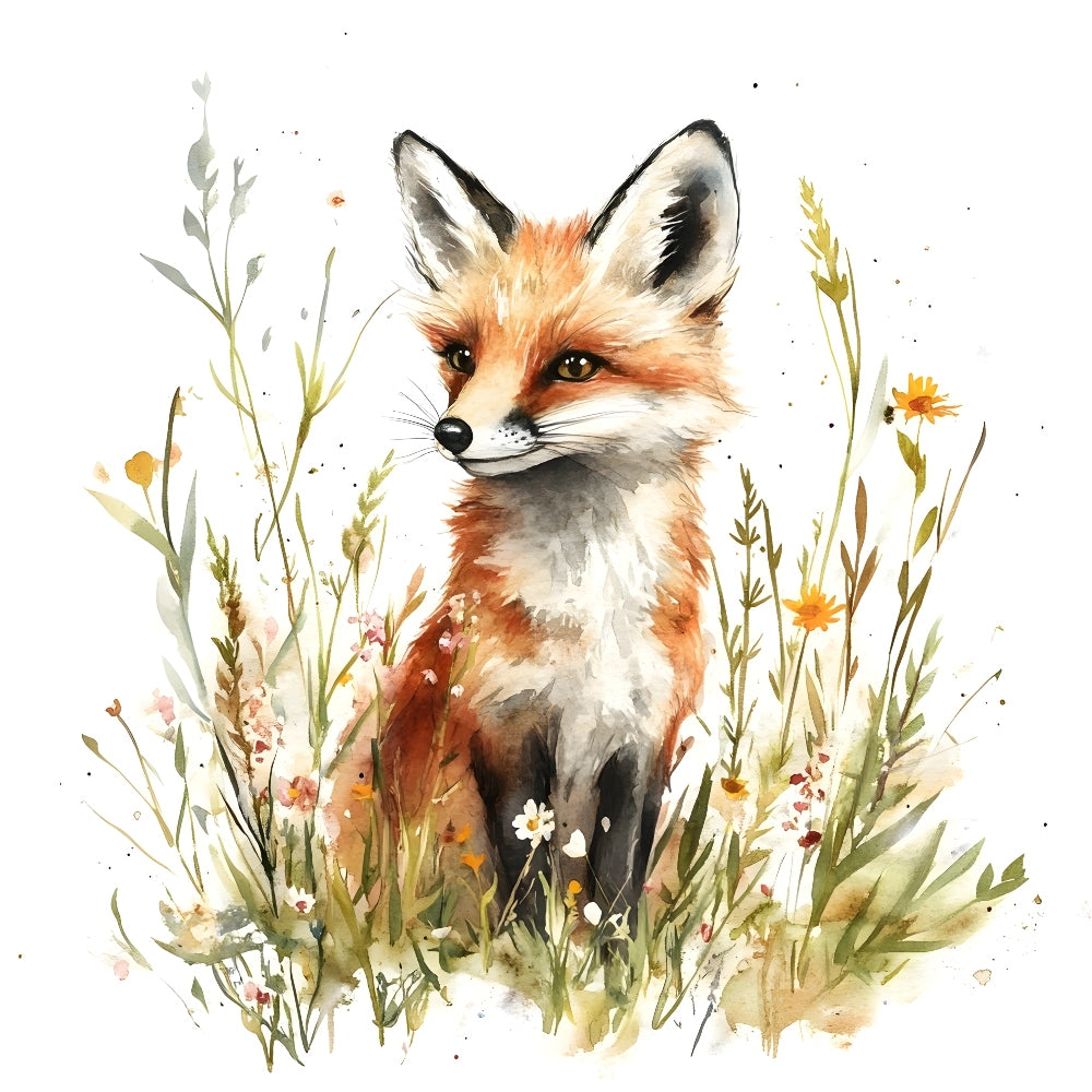 Foxes in Wildflowers Fabric Panel 5