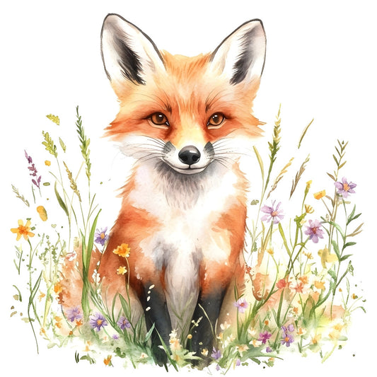 Foxes in Wildflowers Fabric Panel 6