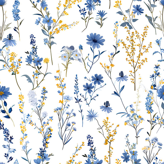 French Blue Cottagecore Pattern 10 Quilting Cotton Fabric