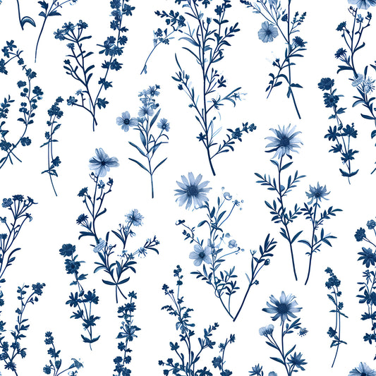 French Blue Cottagecore Pattern 13 Quilting Cotton Fabric