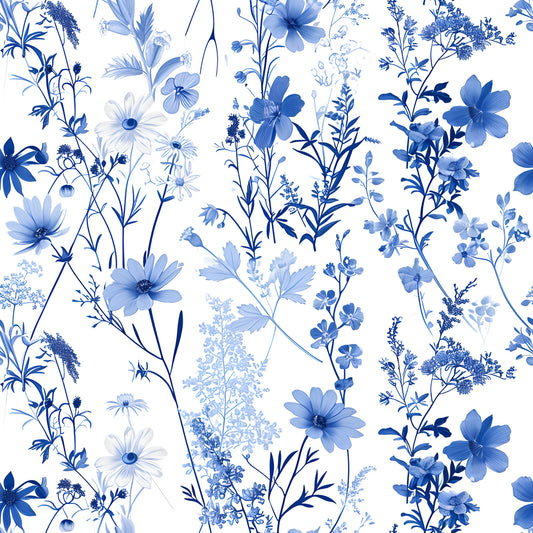 French Blue Cottagecore Pattern 14 Quilting Cotton Fabric