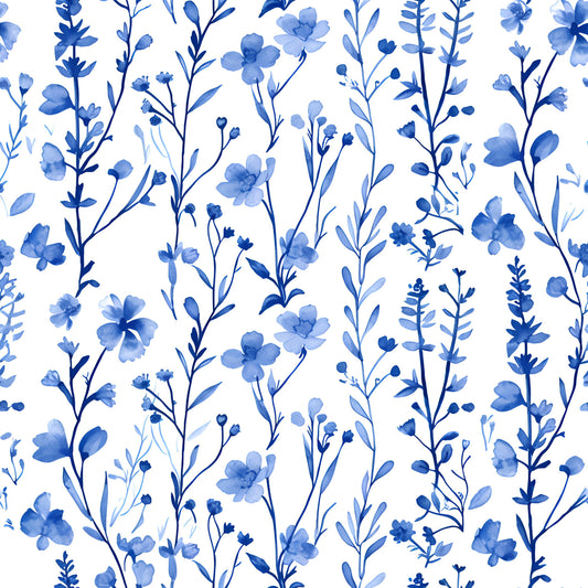 French Blue Cottagecore Pattern 15 Quilting Cotton Fabric