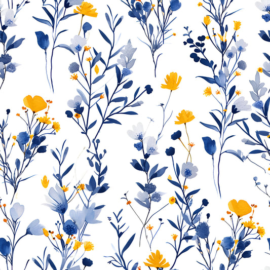 French Blue Cottagecore Pattern 2 Quilting Cotton Fabric