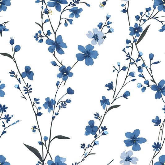 French Blue Cottagecore Pattern 3 Quilting Cotton Fabric