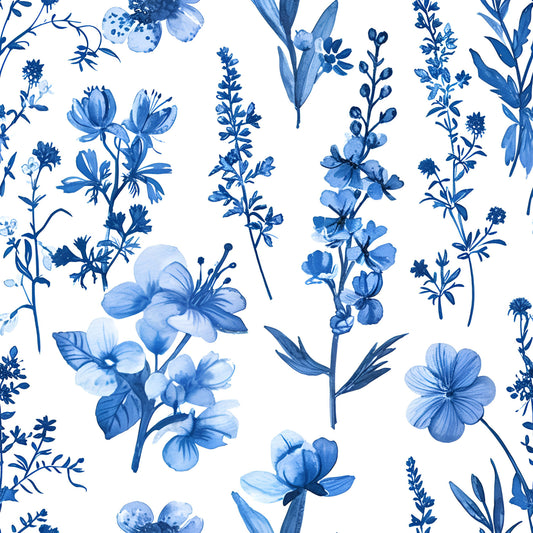 French Blue Cottagecore Pattern 5 Quilting Cotton Fabric