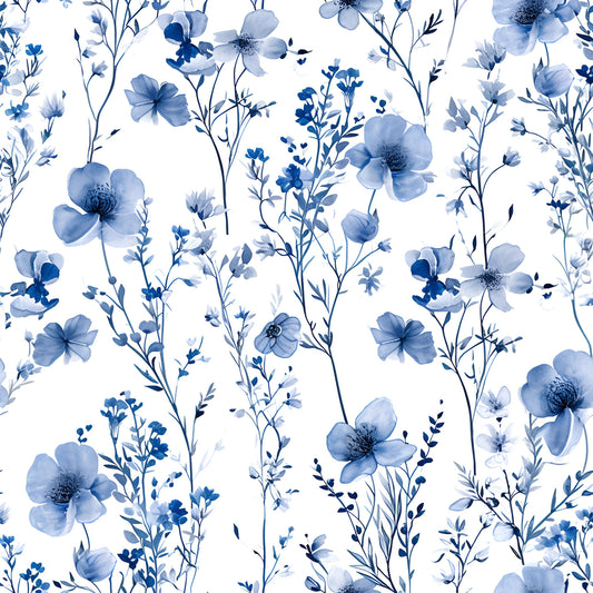 French Blue Cottagecore Pattern 6 Quilting Cotton Fabric