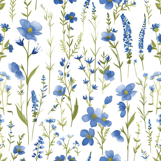 French Blue Cottagecore Pattern 7 Quilting Cotton Fabric