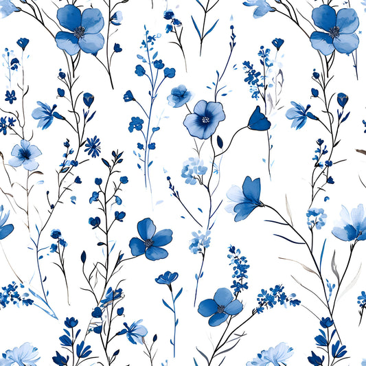 French Blue Cottagecore Pattern 8 Quilting Cotton Fabric