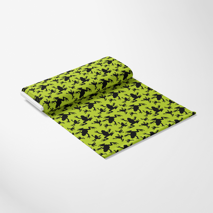 Frog Silhouettes on Green Quilting Cotton Fabric