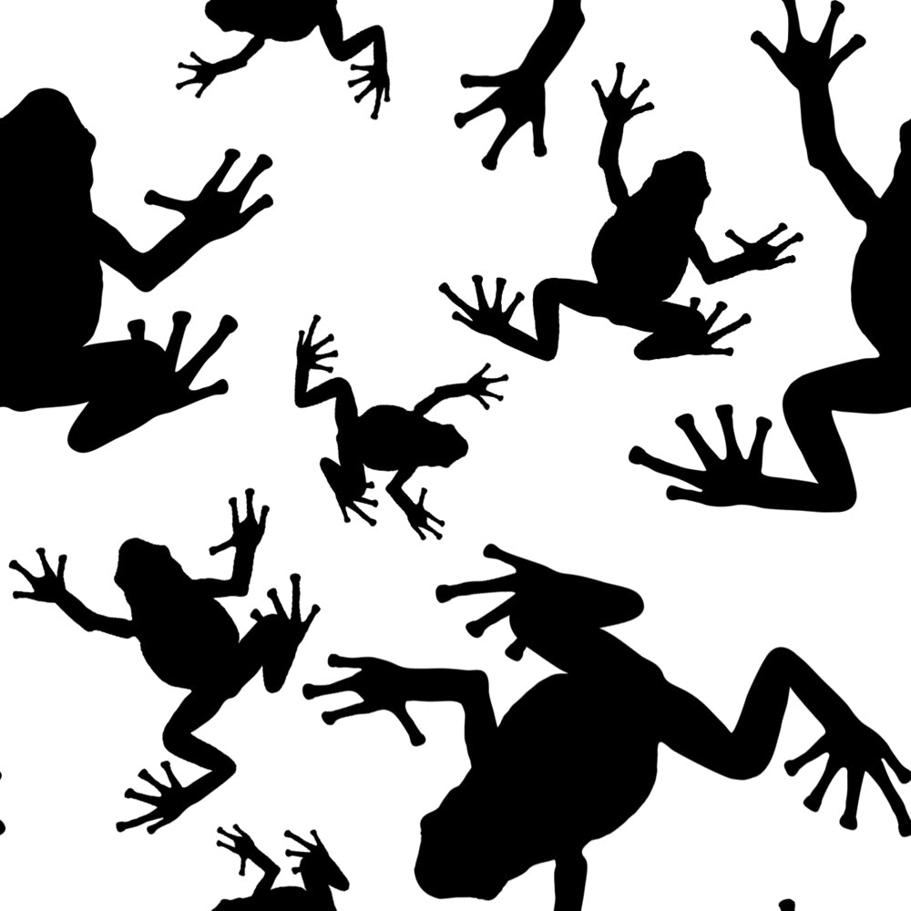 Frog Silhouettes on White Quilting Cotton Fabric