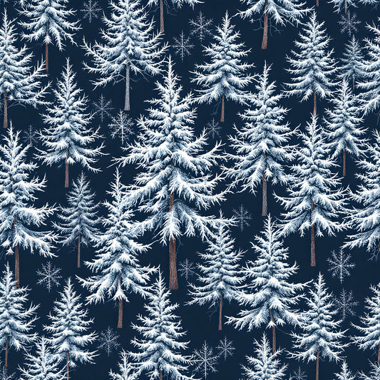 Frosty Winter Trees Pattern 1 Quilting Cotton Fabric