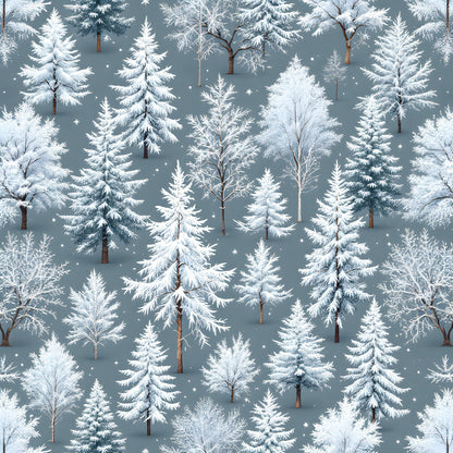 Frosty Winter Trees Pattern 11 Quilting Cotton Fabric